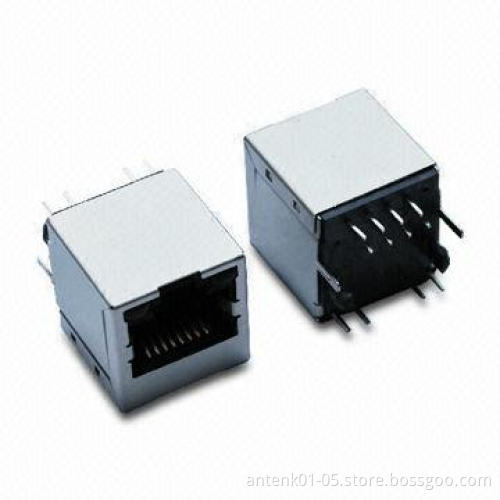RJ45 Shield Jacks with Transformer, LED and Vertical Type, 0 to 70°C Operating Temperature